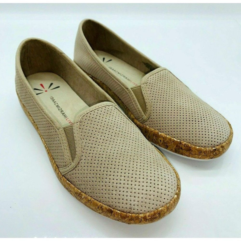 Isaac Mizrahi Live! Women's Rosie Suede Slip-On Cork Sneakers SZ 8M